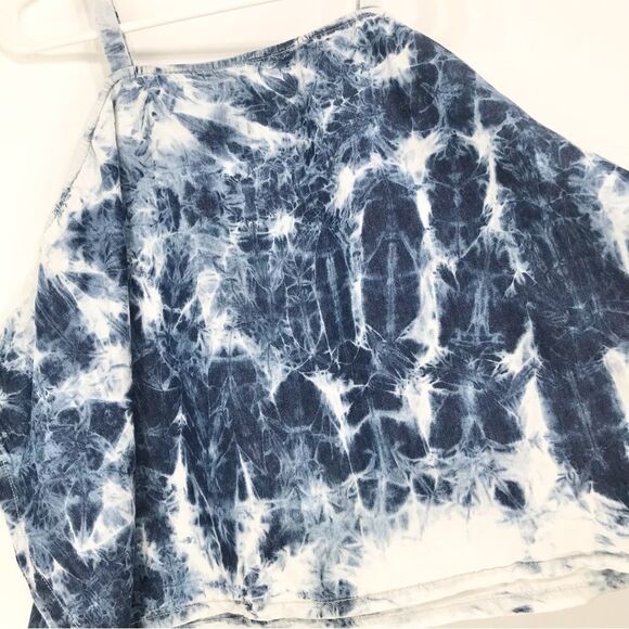Hippie Laundry Blue White Tie Dye Rectangular Drape Batwing Tank Top - Picture 8 of 11